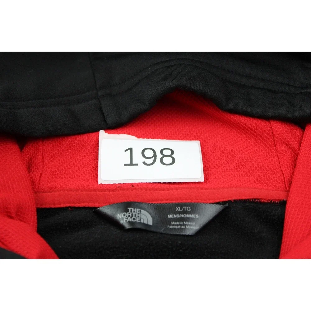The North Face Mens XL Hoodie Black Red Logo Pullover Performance Sweatshirt